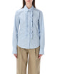 Ami Paris Ruffled Striped Shirt