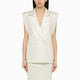 Federica Tosi Silver Double-Breasted Cotton-Blend Waistcoat