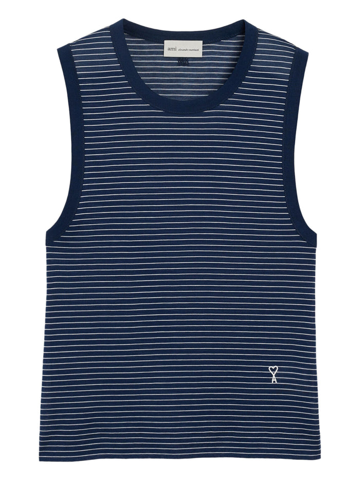 Ami Paris Cotton Striped Tank Top Adc