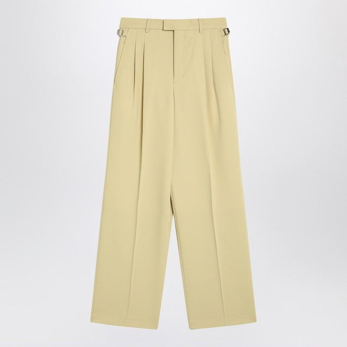 Ami Paris Wide Lime-Coloured Wool Trousers
