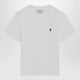 Ami Paris White Ss T-Shirt Black Embroidered Logo