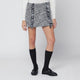 Durazzi Milano Black/White Patterned Wool-Blend Mini Skirt