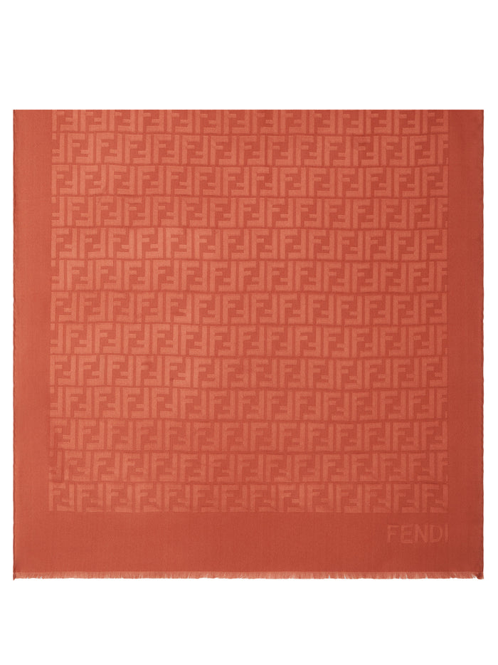 Fendi Ff Silk Stole In Rust Color