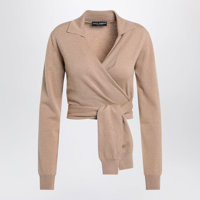 Dolce&Gabbana Beige Wrap Cardigan In Cashmere