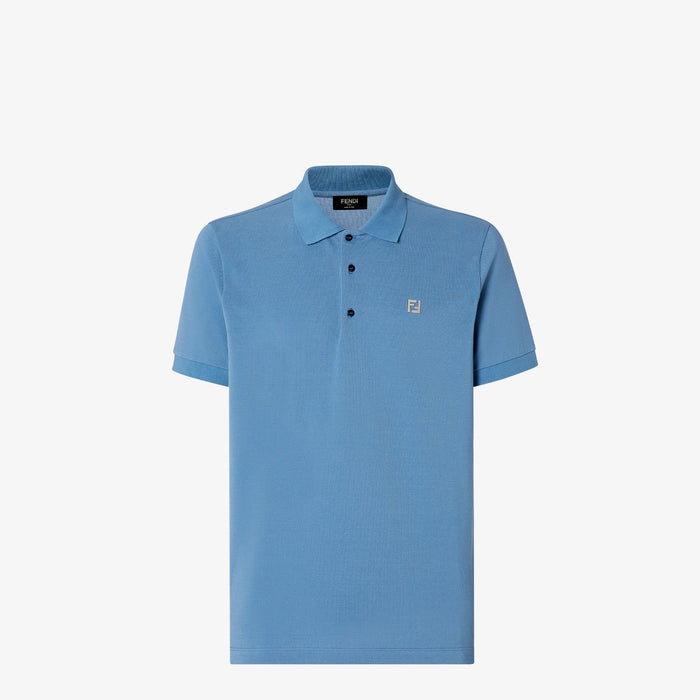 Fendi Blue Cotton Polo Slim