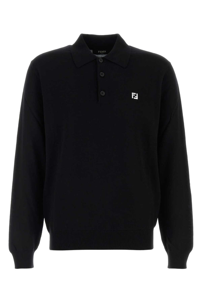 Fendi Long Sleeve Wool Knit Polo