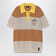 Fendi Knitted Cotton Polo Shirt With Sand And Beige Stripes