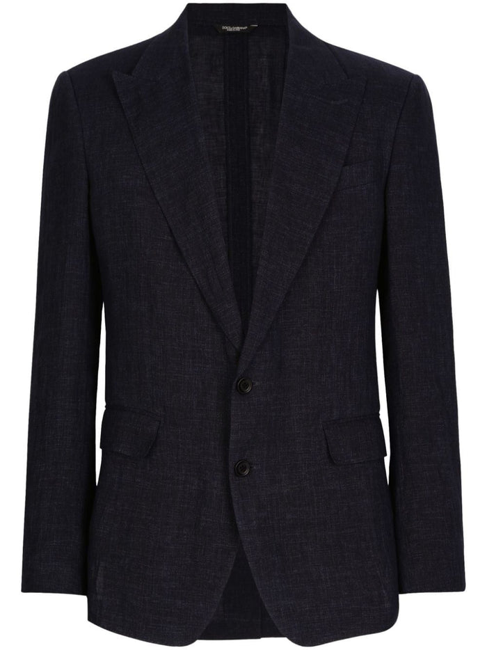 Dolce & Gabbana Cotton Linen Blazer Peak Lapels