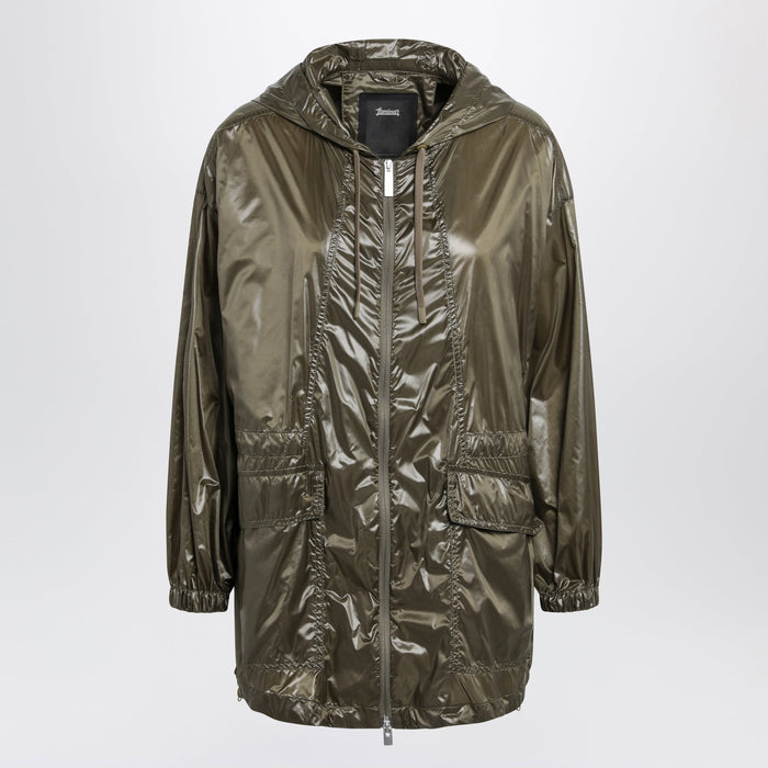 Herno Olive Green Shiny Nylon Parka