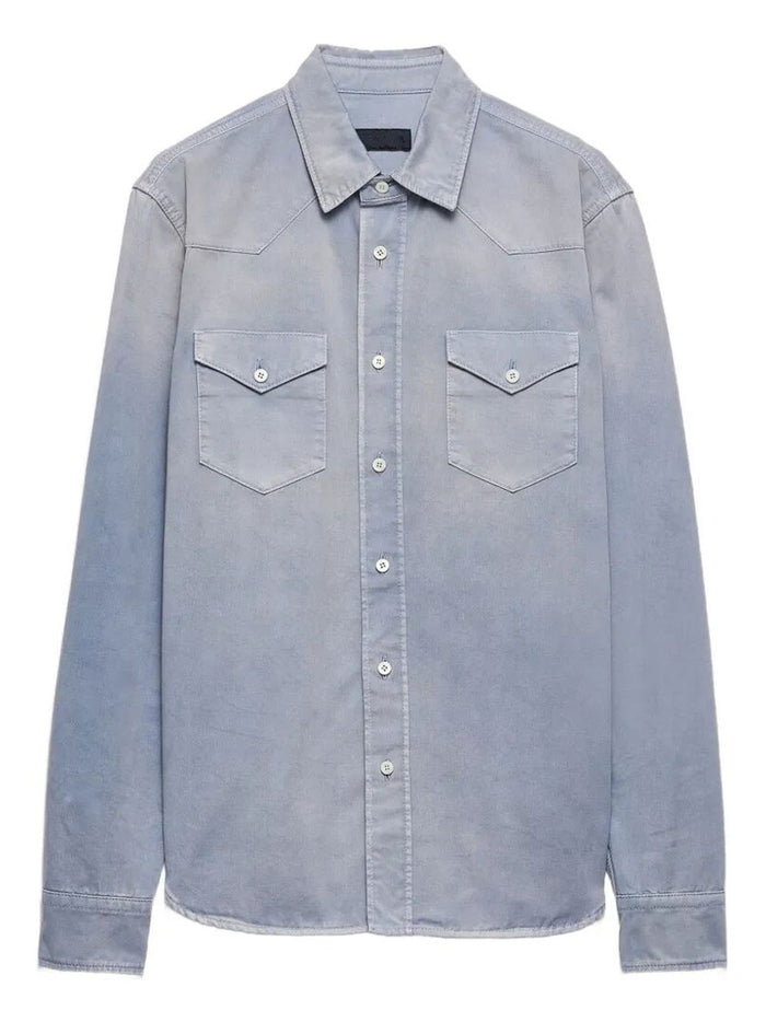 Prada Washed Gabardine Vintage-Effect Shirt