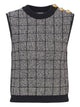 Balmain Tweed Crop Top With Buttons