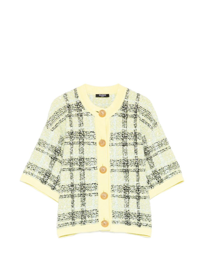 Balmain Yellow Green Polyamide Viscose Polyester Cotton Metallic Jacket