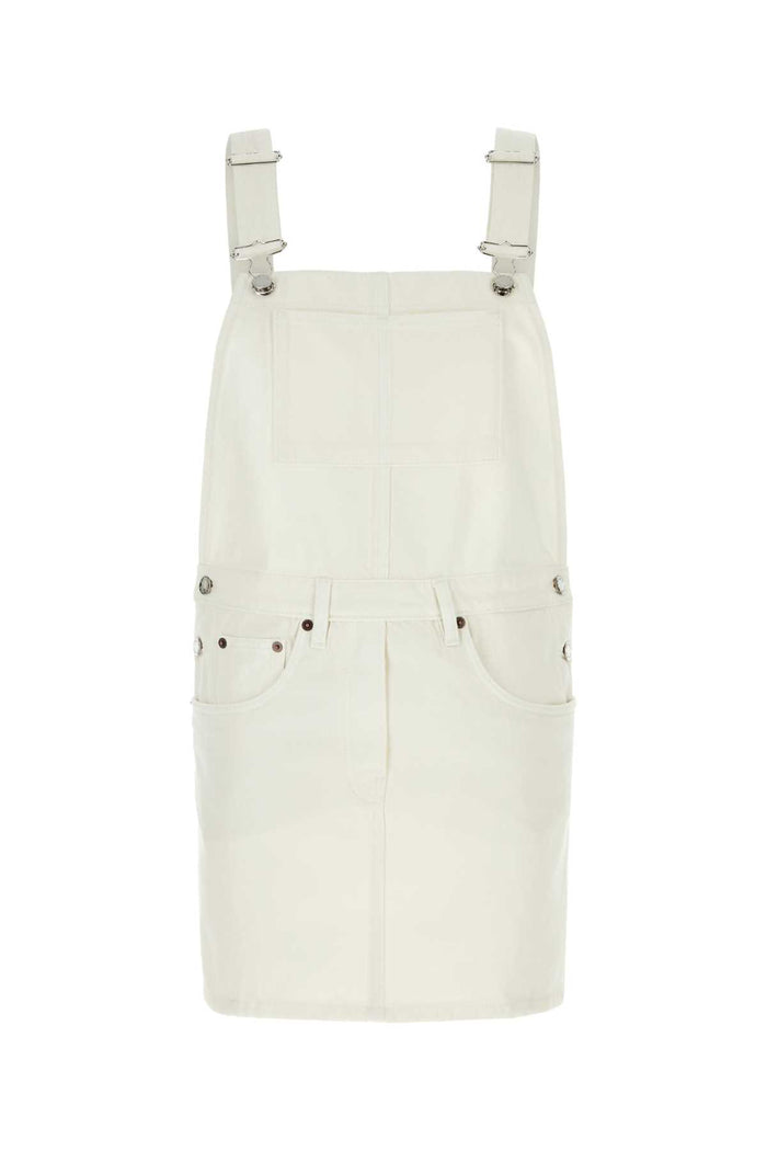 Prada White Denim Dungarees Dress