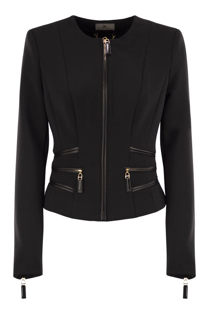 Elisabetta Franchi Jacket In Double Crêpe With Zip Details