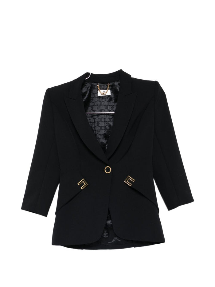 Elisabetta Franchi Double Stretch Crepe Jacket With Logo Details