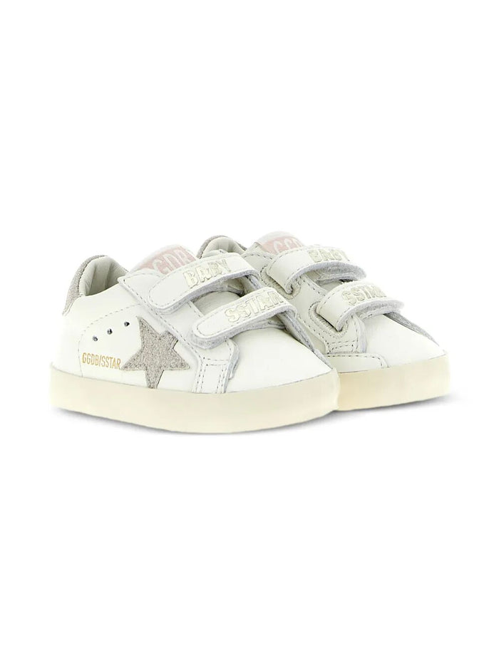 Golden Goose Kids Baby Old School Sneakers In White/Platinum