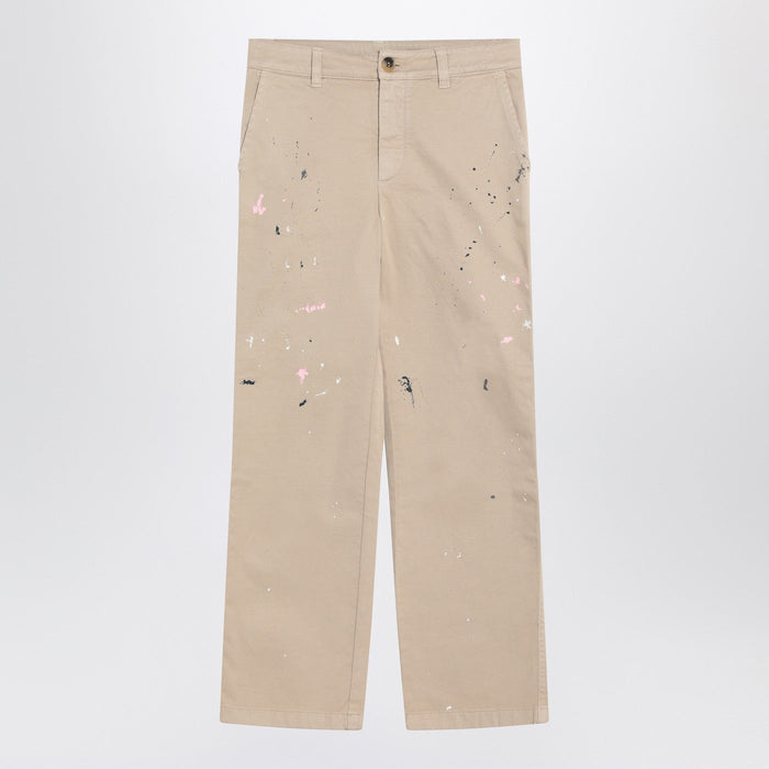 Golden Goose Beige Trousers With Splatter Details
