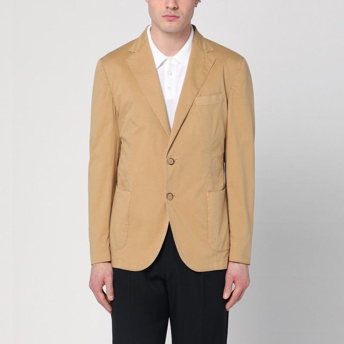 Santaniello Walnut-Coloured Single-Breasted Jacket In Cotton