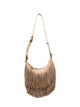Balmain "Ebene" Hobo Fringes Suede Leather Bag