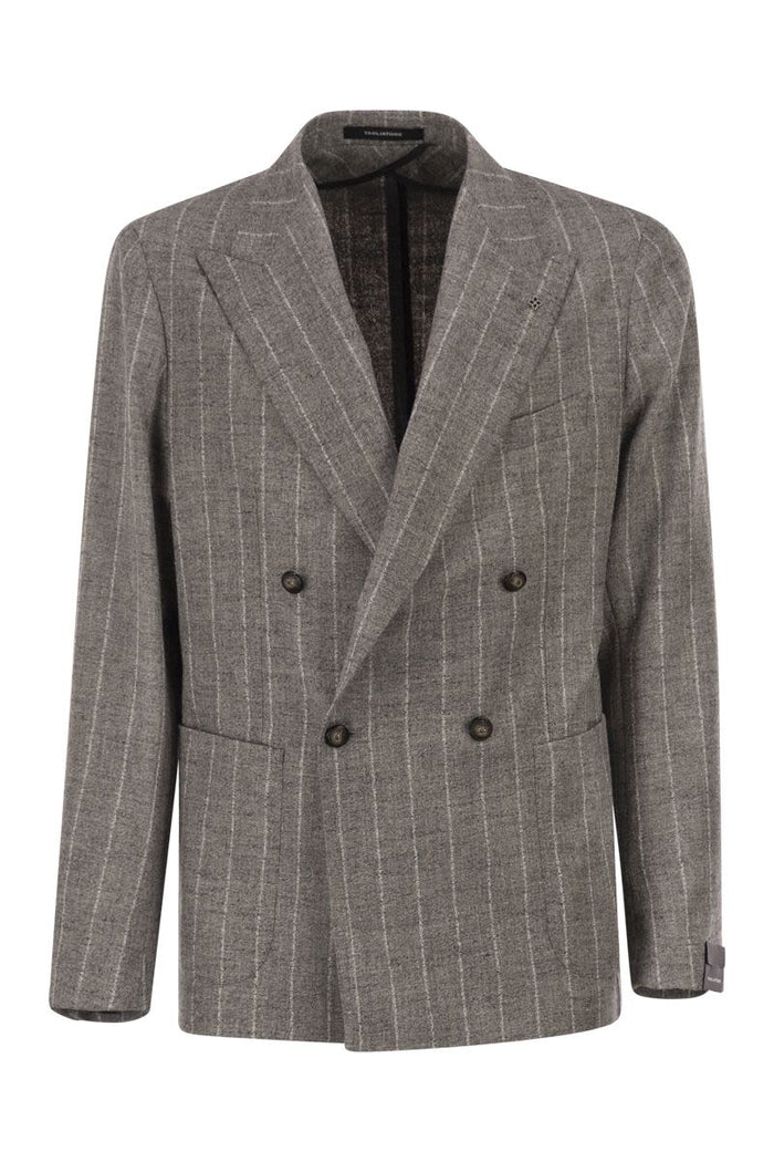 Tagliatore Double-Breasted Jacket In Alpaca And Linen