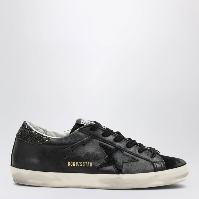 Golden Goose Super-Star Black Low Trainer With Rhinestones