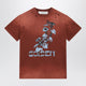 Golden Goose Rust-Colored Cotton T-Shirt With Floral Print