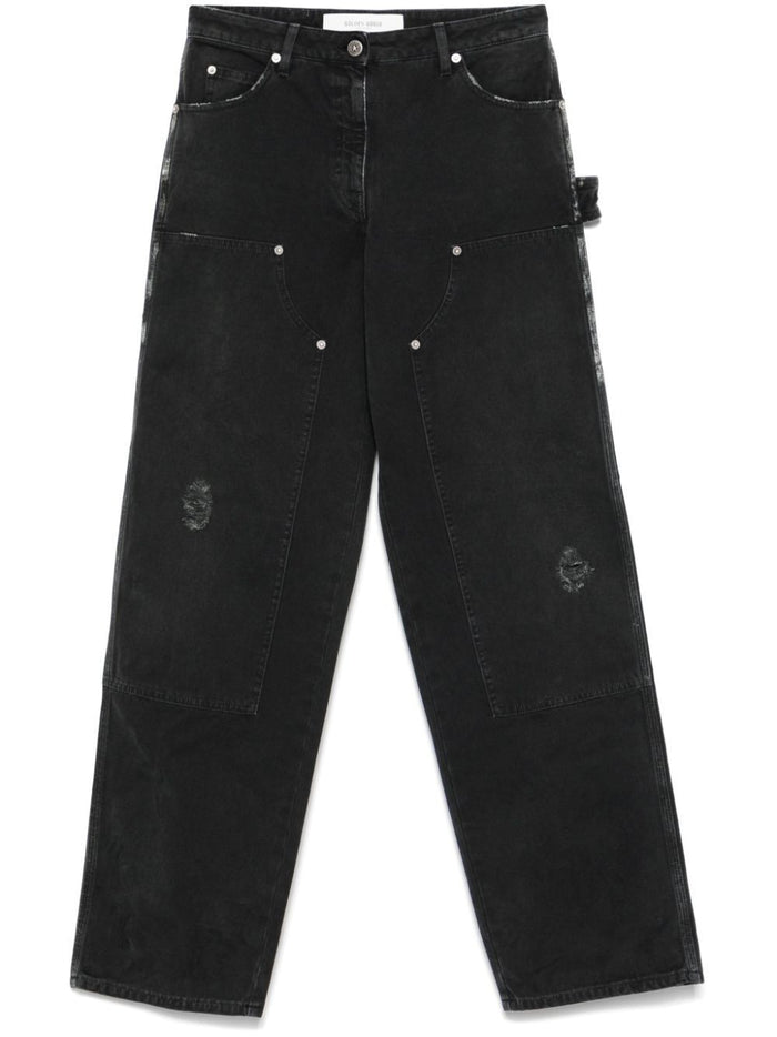 Golden Goose Wide Black Trousers In Denim