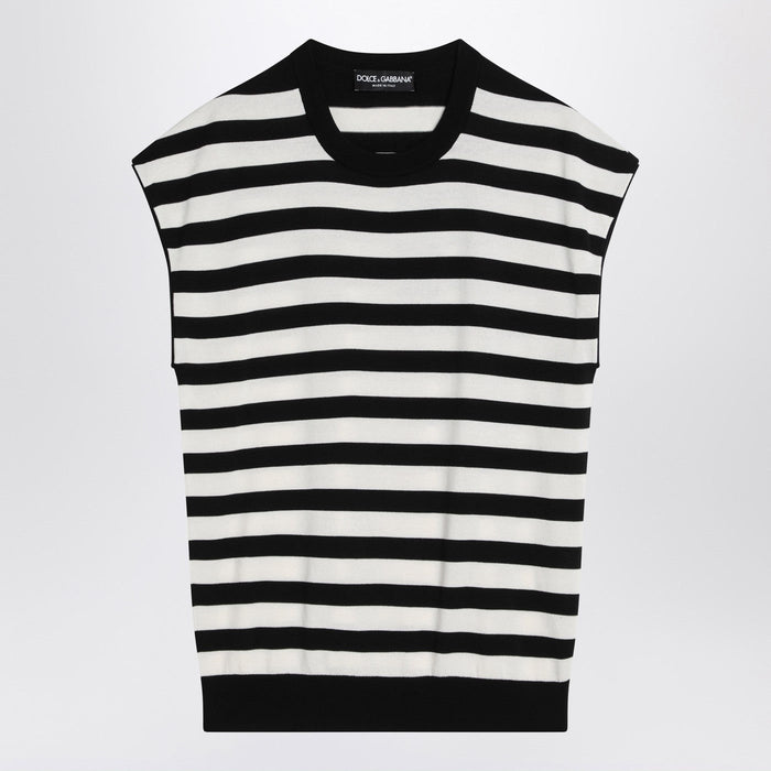 Dolce&Gabbana Sleeveless Kimono-Style Striped Sweater