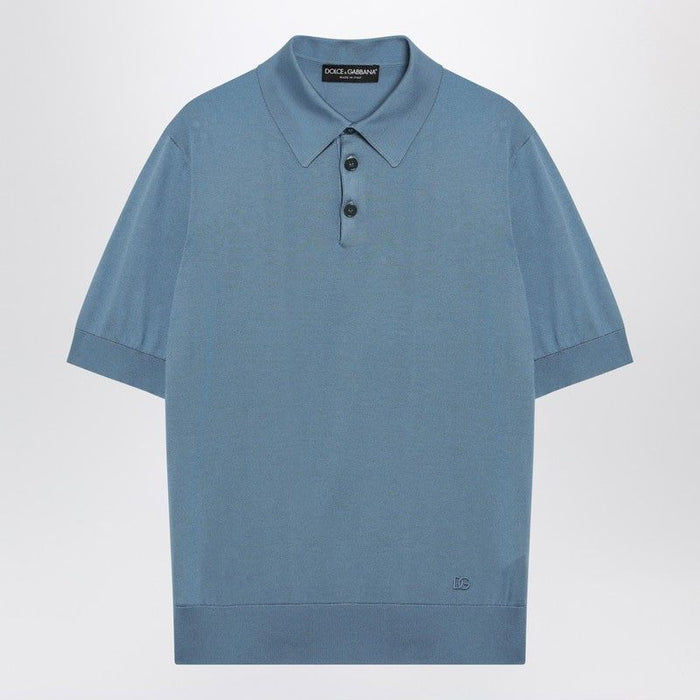 Dolce & Gabbana Light Blue Silk Polo Shirt