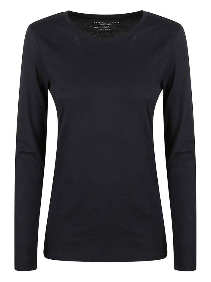 Majestic Round Neck Long Sleeve Sweater