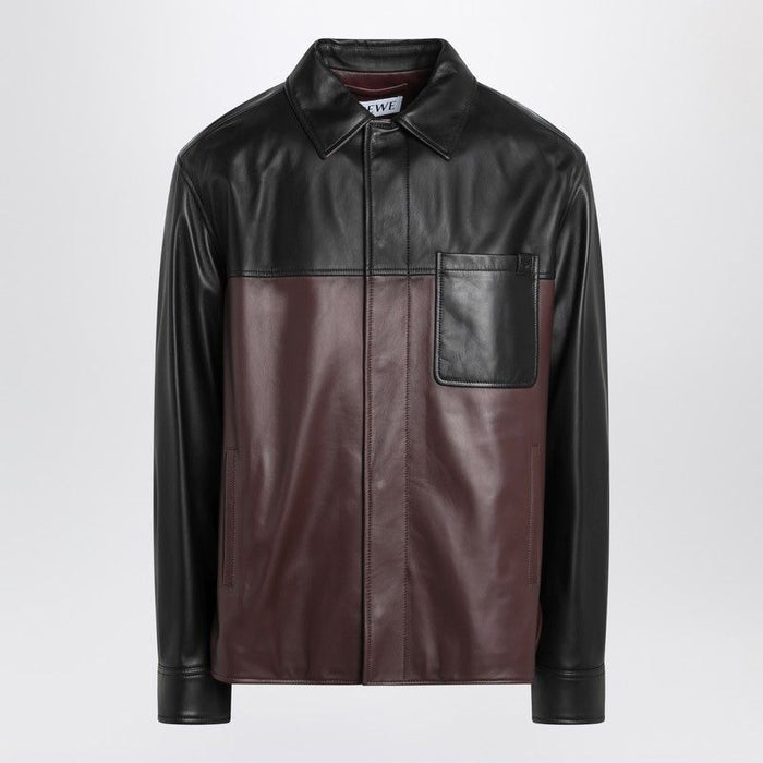 Loewe Black/Burgundy Leather Overshirt