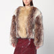 Halfboy Short Beige/Black/White Faux Fur Coat