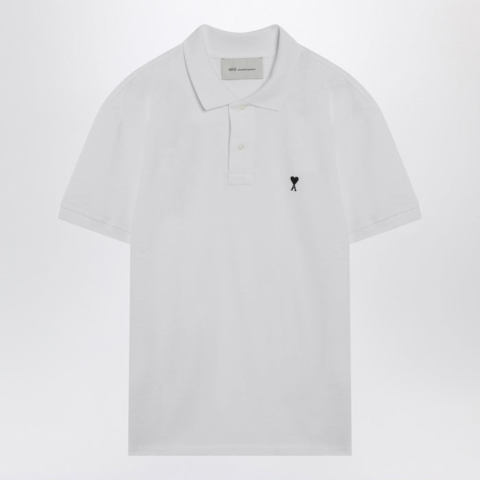 Ami Paris White Ami De Coeur Polo Shirt