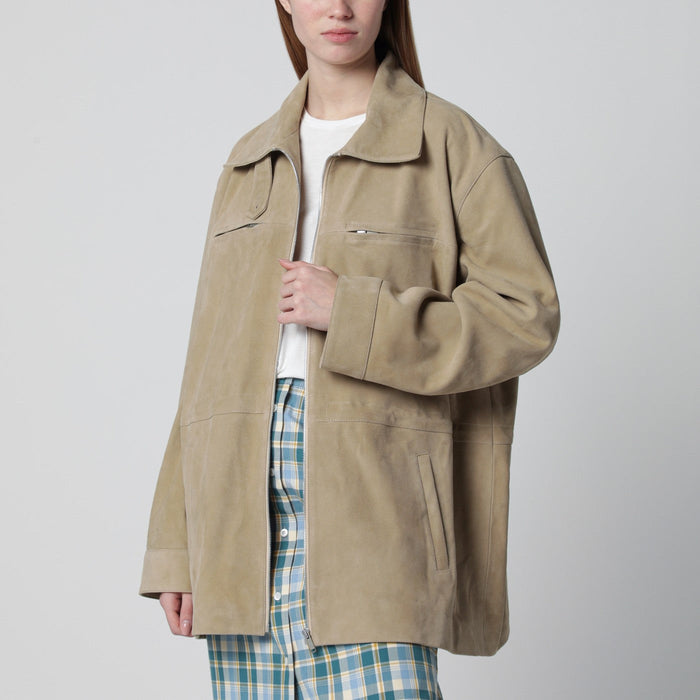 Halfboy Beige Suede Leather Parka