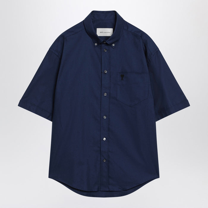Ami Paris Ink Blue Boxy Ami De Coeur Shirt