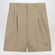 Ami Paris Beige Pleated Bermuda Shorts In Cotton