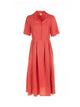 Eleventy Long Coral Half-Sleeved Linen Dress