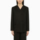 Loulou De Saison Black Double-Breasted Jacket In Cotton And Linen