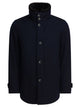 Herno Blue Single-Breasted Virgin Wool Coat