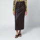 Ivy Oak Burgundy Leather Midi Skirt