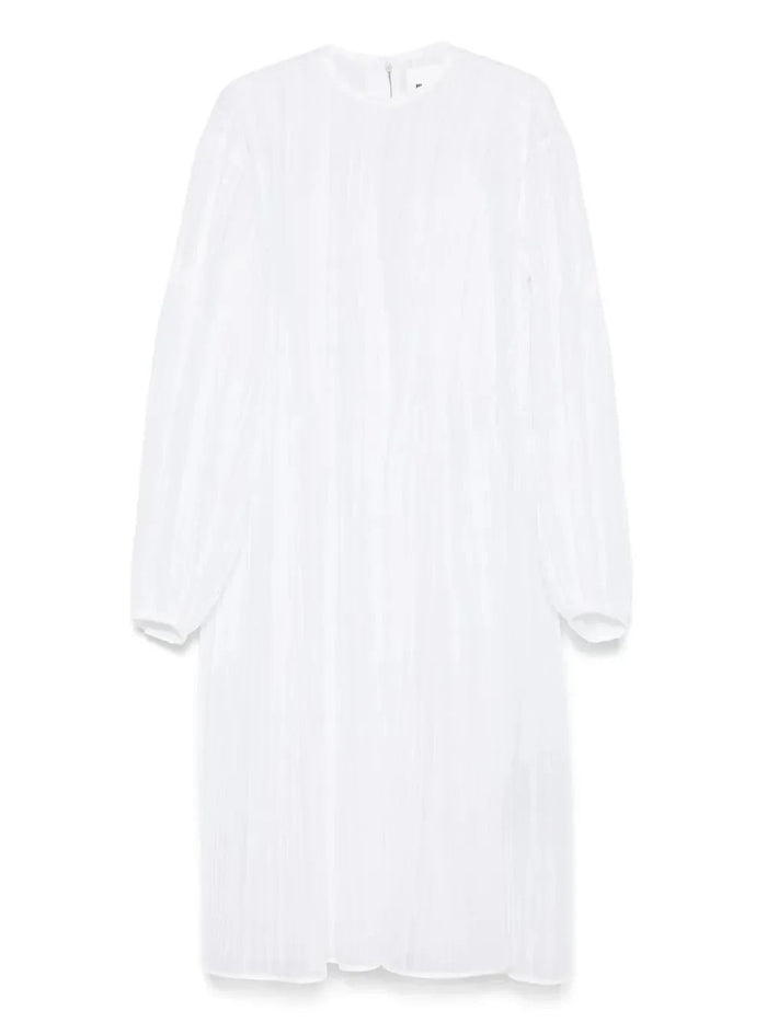 Jil Sander White Pleated Dress