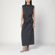 Jil Sander Gray Dress In Wool With Crossover Detail