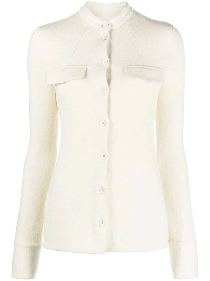 Jil Sander Ivory Stretch Wool Blend Shirt