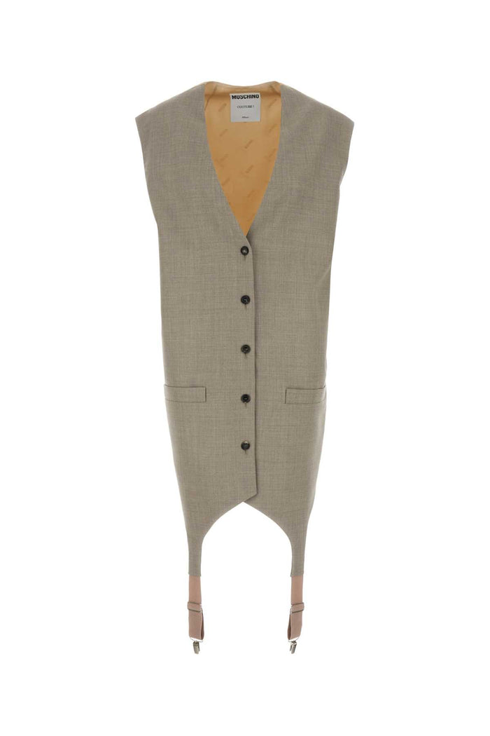 Moschino Couture Two-Tone Wool And Satin Oversize Vest