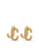Jimmy Choo Gold-Finish Metal Jc Stud Earrings With Swarovski Crystals