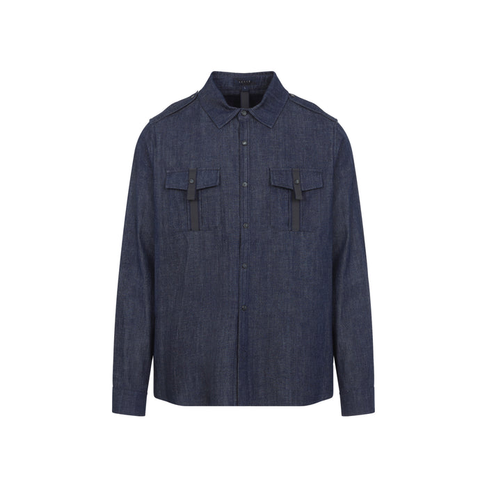 Sease Blue Cotton Denim Overshirt