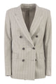 Tagliatore Double-Breasted Pinstripe Blazer In Virgin Wool And Silk