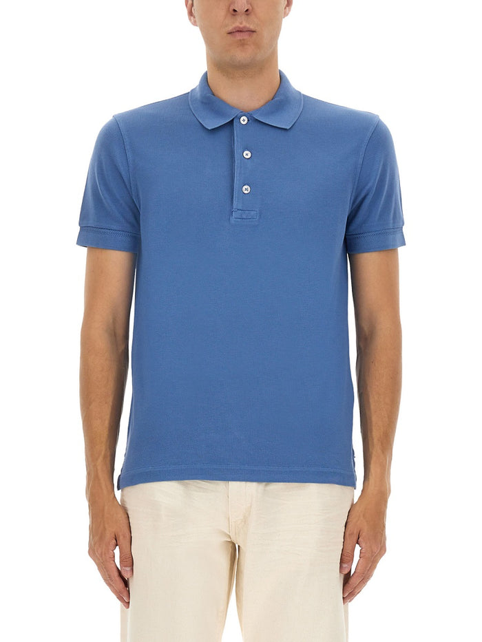 Tom Ford Blue Lyocell Cotton Polo Shirts