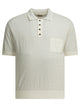 Rakki White Cotton Textured Knit Button Polo Shirt