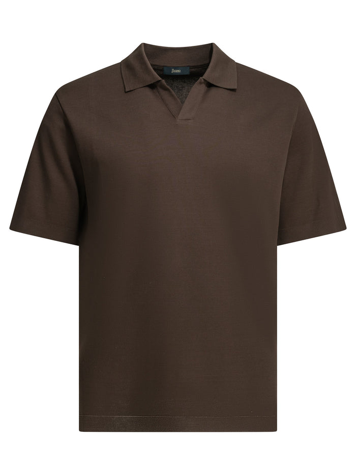 Herno Brown Cotton Polo Shirt